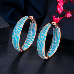 CWWZircons Luxury Turkish Light Blue Cubic Zirconia Large Loop Hoop Earring for Women Fashion Statement Jewelry Brincos CZ883 Shopping