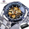 Image of Forsining 2021 Stainless Steel Waterproof Mens Skeleton Watches Top Brand Luxury Transparent Mechanical Sport Male Wrist Watches Shopping