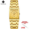 Image of Relogio Masculino WWOOR Gold Watch Men Square Mens Watches Top Brand Luxury Golden Quartz Stainless Steel Waterproof Wrist Watch Shopping