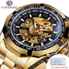 Image of Forsining 2021 Stainless Steel Waterproof Mens Skeleton Watches Top Brand Luxury Transparent Mechanical Sport Male Wrist Watches Shopping