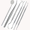 Image of 6Pcs Stainless Dental Tool Set Dentist Tooth Clean Hygiene Picks Mirror Kit Oral Health Tooth Cleaning Inspection Tartar Cleaner Shopping