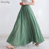 Image of High Quality Cotton Linen Maxi Skirt Womens Casual Elastic High Waist Pleated A-Line Beach Skirts Boho Saia Feminina Faldas Jupe Shopping