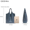 Image of CEZIRA Fashion Individual Design Shoulder Bag For Women Vegan Leather Tote Two Colors Reversible Ladies PU Hobo Coin Purse Femal Shopping