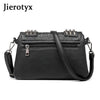 Image of JIETOTYX Women Black Leather Messenger Bags Single Skull Rivet Shoulder Bags Sac A Main Bolsa Black Vintage Sexy Bag Lady Drop Shopping