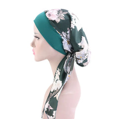 2020 fashion printed flowers women inner hijabs cap muslim head scarf turban bonnet ready to wear ladies wrap under hijab caps