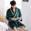 Image of Men Casual Kimono Bathrobe Autumn Winter Flannel Long Robe Thick Warm Sleepwear Plus Size 3XL Nightgown Male Loose Home Wear Shopping