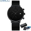 Image of CRRJU Mens Watches Luxury Sport Wrist Watch Unique Design Stainless Steel Auto Date Mesh Strap Men Fashion Casual Quartz Watches Shopping