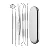 Image of 6Pcs Stainless Dental Tool Set Dentist Tooth Clean Hygiene Picks Mirror Kit Oral Health Tooth Cleaning Inspection Tartar Cleaner Shopping