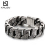 Image of KALEN Punk 20mm Chunky Link Chain Bracelet Men Stainless Steel Myterious Symbol Charm Bike Chain Biker Armband Male Jewelry Shopping