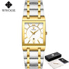 Image of Relogio Masculino WWOOR Gold Watch Men Square Mens Watches Top Brand Luxury Golden Quartz Stainless Steel Waterproof Wrist Watch Shopping