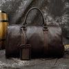 Image of Luxury Genuine Leather Men Women Travel Bag Cow Leather Carry On Luggage Bag Travel Shoulder Bag Male Female Weekend Duffle Bag Shopping