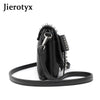 Image of JIETOTYX Women Black Leather Messenger Bags Single Skull Rivet Shoulder Bags Sac A Main Bolsa Black Vintage Sexy Bag Lady Drop Shopping