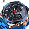 Image of Forsining Three Dial Calendar Stainless Steel Men Mechanical Automatic Wrist Watches Top Brand Luxury Military Sport Male Clock Shopping