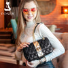 Image of FOXER Women Crossbody Bag Diamond Lattice Handbag Lady Armpit Shoulder Bag Girl's Split Leather Chain Strap Black Messenger Bags Shopping