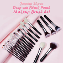 Jessup Professional Makeup Brushes Set 25pcs Natural-Synthetic Foundation Powder Eyeshadow Make up Brush Blushes Black T175