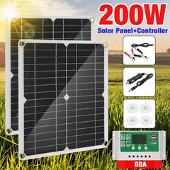 200W Solar Panel Kit 60A 12V Battery Charger with Controller Caravan Boat - Shopping