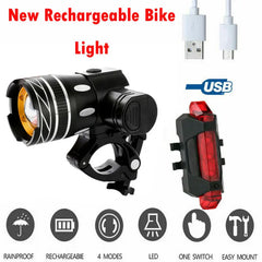 USB Rechargeable 15000LM XM-L T6 LED MTB Bike Front Rear Headlight Bicycle Front Light