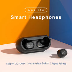 QCY T1C Bluetooth 5.0 Earphones Wireless 3D Stereo TWS Headphones with Dual Microphones Headset HD Call Earbuds Customizing APP