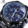 Image of Forsining Three Dial Calendar Stainless Steel Men Mechanical Automatic Wrist Watches Top Brand Luxury Military Sport Male Clock Shopping