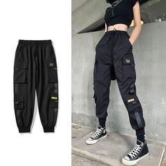 Streetwear Black Pants Women Korean Style Elastic Waist Sweatpants Baggy Pants Summer Autumn Hip Hop Harajuku Trousers Women Shopping