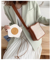 Fun Toast Design Crossbody Bag Pu Leather Fashion Women Purses and Handbags Girl's  Shoulder Bag Female Clutch Bag 2021 New