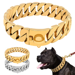 Strong Metal Dog Chain Collars Stainless Steel Pet Training Choke Collar For Large Dogs Pitbull Bulldog Silver Gold Show Collar Shopping