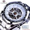 Image of Forsining 2021 Stainless Steel Waterproof Mens Skeleton Watches Top Brand Luxury Transparent Mechanical Sport Male Wrist Watches Shopping