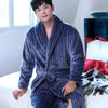 Image of Men Casual Kimono Bathrobe Autumn Winter Flannel Long Robe Thick Warm Sleepwear Plus Size 3XL Nightgown Male Loose Home Wear Shopping