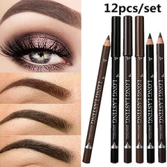 2022 New Hot Sale 12pcs Waterproof Eye Brow Pencil Black Brown Eyebrow Pen Long Lasting Makeup Drop Shipping Shopping