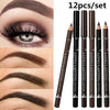 Image of 2022 New Hot Sale 12pcs Waterproof Eye Brow Pencil Black Brown Eyebrow Pen Long Lasting Makeup Drop Shipping Shopping