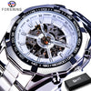 Image of Forsining 2021 Stainless Steel Waterproof Mens Skeleton Watches Top Brand Luxury Transparent Mechanical Sport Male Wrist Watches Shopping