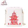 Image of ENJOININ Chinese Takeout Box Purse Pu Leather Women Handbag Fashion Crossbody Bag Shoulder Chain Bag for Girl Bucket Bag Shopping