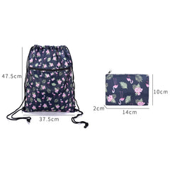 Foldable Waterproof String Backpack for Gym Workout Outdoor Running Travel Cartoon School Eco Friendly Shopping Bag with Zipper