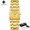 Image of Relogio Masculino WWOOR Gold Watch Men Square Mens Watches Top Brand Luxury Golden Quartz Stainless Steel Waterproof Wrist Watch Shopping