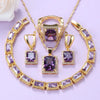 Image of Mexican Jewelry Sets Gold-Color Romantic Wedding Bridal Accessories Purple Crystal NecklaceAnd Earrings Bracelet Sets Shopping