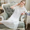 Image of Women Sleepwear Princess Sleeping Skirt Long Sleeve Lace Dress French Court Cotton Retro Victorian Nightgown Elegant Romantic Shopping