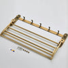 Image of Aluminum Foldable Antique Brass Bath Towel Rack Active Bathroom Towel Holder Double Towel Shelf With Hooks Bathroom Accessories Shopping