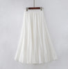 Image of High Quality Cotton Linen Maxi Skirt Womens Casual Elastic High Waist Pleated A-Line Beach Skirts Boho Saia Feminina Faldas Jupe Shopping