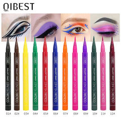 QIBEST 12 Color Liquid Eyeliner Pen Waterproof Easy To Wear Matte Long-lasting Cat Eye Makeup Colorful Eye liner Pencil Cosmetic