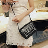 Image of JIEROTYX Letter Print Shoulder Bag Rock Designer Purse Female Small Crossbody Bag PU Leather Mini Ladies Punk Bag Crossbody Bag Shopping