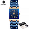 Image of Relogio Masculino WWOOR Gold Watch Men Square Mens Watches Top Brand Luxury Golden Quartz Stainless Steel Waterproof Wrist Watch Shopping