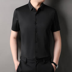 Men's Fashion Seamless Non-ironing Solid Color Anti-wrinkle Tencel Shirt Shopping