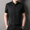 Image of Men's Fashion Seamless Non-ironing Solid Color Anti-wrinkle Tencel Shirt Shopping