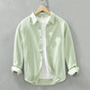 Image of Solid Color Long Sleeve Basic Men's Retro Casual Shirt Shopping