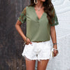 Image of Women's Elegant V-neck Jacquard Top Shopping