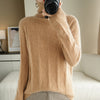 Image of Pure Wool Cascading Collar Pullover Loose Sweater Shopping