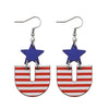 Image of Personalized Double Round Five-pointed Star Striped Earrings Shopping