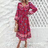 Image of Women's Holiday Floral Print Long Sleeve Dress Shopping