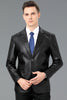 Image of Men's Leather Coat Suit Collar Single-breasted Crocodile Pattern Shopping