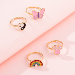 European And American New Cute Fashion Cartoon Heart-shaped Butterfly Opening Ring Shopping